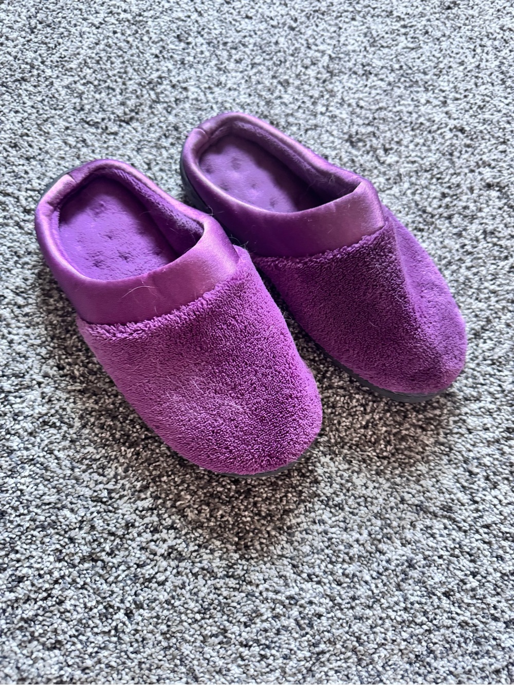 isotoner Purple Plush Slip-On Mules